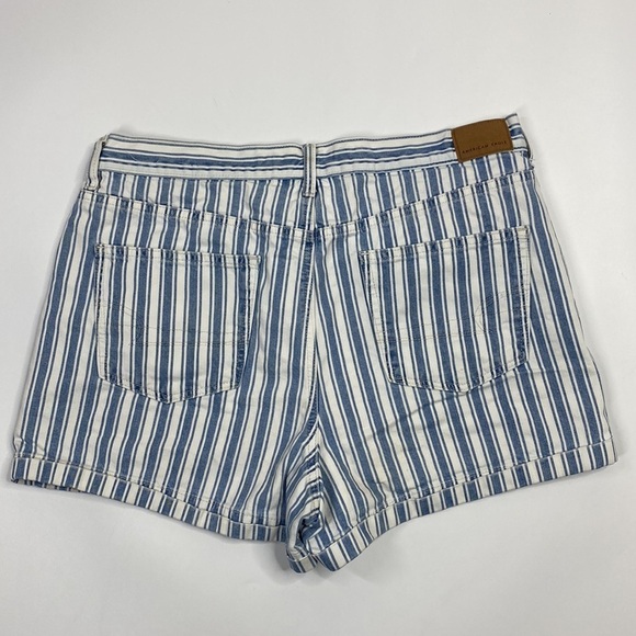 American Eagle Mom Short Blue White Striped Size 12 - Picture 2 of 9